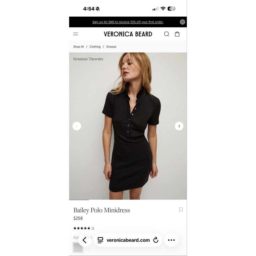 Veronica Beard Womens XS Bailey Ribbed Short Sleeve Polo Mini Dress Casual Slim